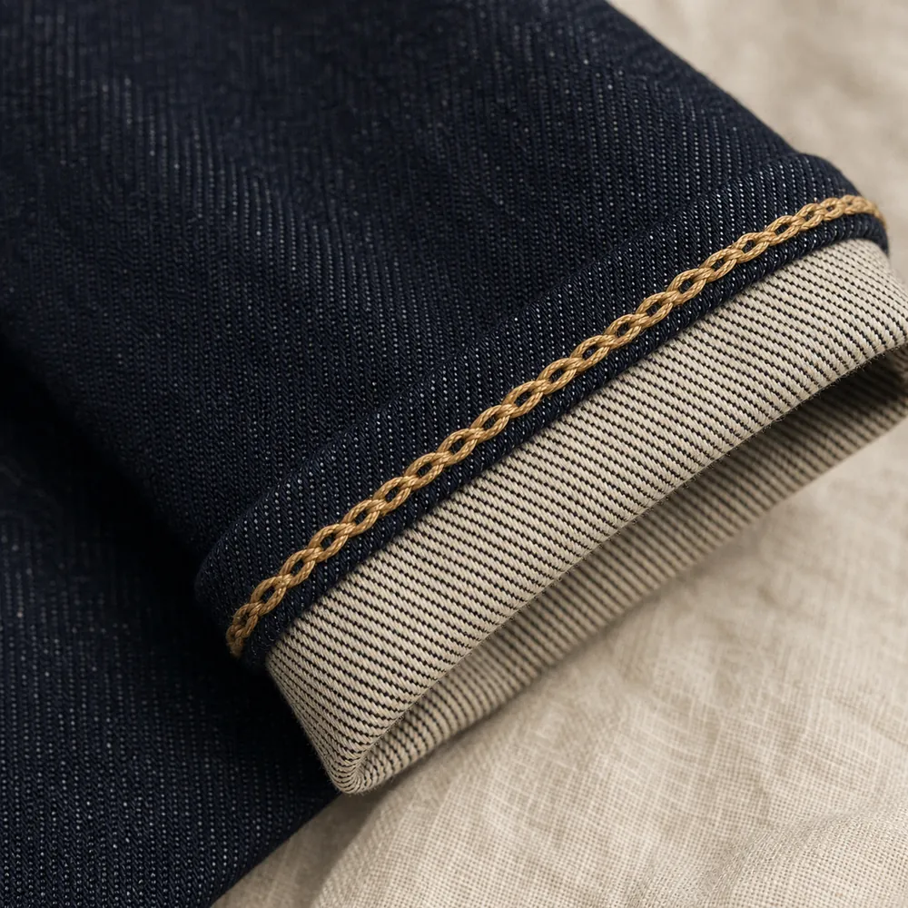 Selvedge & chainstitch hem — Denim sourced by Almekora Global
